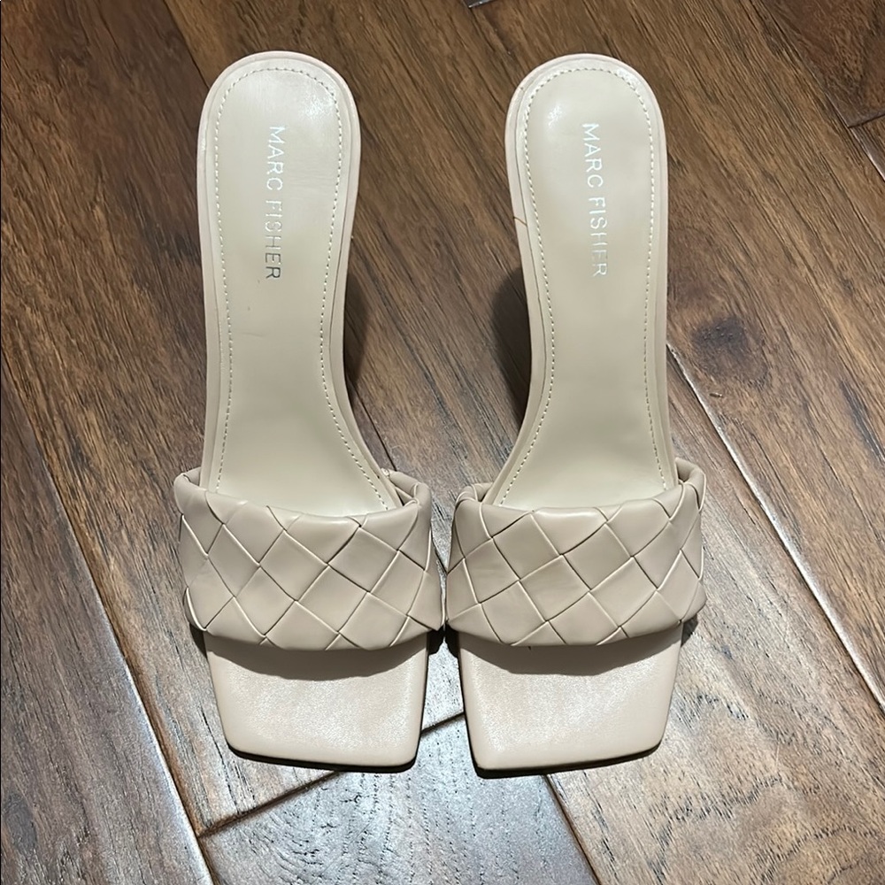 Marc Fisher white/cream Woven Heeled Sandals